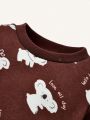 Cozy Cub Baby Girl 2pcs Slogan & Koala Print Sweatshirt