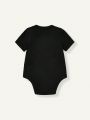 Cozy Cub Newborn Baby Boy Two-Piece Set Of Short Sleeve Bodysuit With Lap Shoulder And Round Neckline With Letter Design