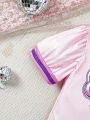 Baby Girls' Letter & Cute Girl Printed Bodysuit
