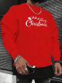 Manfinity Homme Men'S Plus Size Christmas Slogan Printed Round Neck Sweatshirt