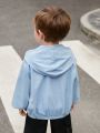 SHEIN Toddler Boys' Casual Loose Fit Solid Color Hooded Jacket, Versatile