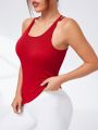 SHEIN Daily&Casual Solid Round Neck Slim Fit Sports Vest