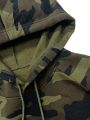 Men's Camouflage Printed Drawstring Hooded Fleece Sweatshirt