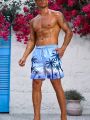Manfinity Swimmode Men's Coconut Tree Print Drawstring Waist Beach Shorts