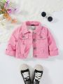 Vintage Casual Loose Minimalist Baby Boys' Pink Denim Jacket