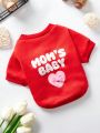 Debiesn 1pc Cute Red Baby Heart Pet Pattern Printed Warm Hoodless Sweater