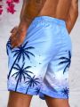 Manfinity Swimmode Men's Coconut Tree Print Drawstring Waist Beach Shorts