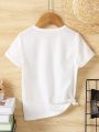 SHEIN Kids QTFun Young Boys' Cute Casual Street Style Sporty Slogan Print T-Shirt For Spring And Summer