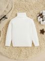 SHEIN Baby Girls' Turtleneck Long Sleeve Sweater