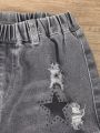Infant Boys' Street Style Cool Star Print Light Grey Distressed Skinny Jeans