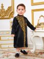 SHEIN Baby Boys' Patterned Long Sleeve Stand Collar Robe