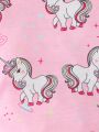 Baby Girl Unicorn Print Ruffle Trim Flounce Sleeve PJ Set