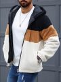 Manfinity Homme Men's Colorblock Zipper Up Hooded Plush Jacket
