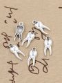 30Pcs Charms Zombie Tooth Teeth Molar  Silver Color Pendants Antique Making Handmade Crafts DIY Jewelry