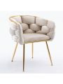 OSQI Modern Simple Leisure Velvet Single Sofa Chair Bedroom Lazy Person Household Dresser Stool Manicure Table Back Chair Beige