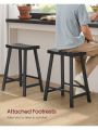 VASAGLE Bar Stools, Set of 2 Bar Chairs, Kitchen Breakfast Bar Stools with Footrest, 23.6 Inches High, Industrial in Living Room, Party Room, Black