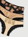 Kawaii 3pcs Bowknot & Lace Detail Panties