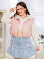 SHEIN Qutie Women's Plus Size Zip Front Fleece-Lined Padded Vest