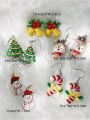 5pairs/set Christmas Theme Earrings (christmas Tree, Candy Cane, Snowman, Deer) For Festival Dress-up