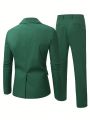 Extended Sizes Men's Solid Color Single-breasted Suit With One Button