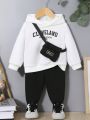 SHEIN Baby Boy Letter Graphic Hoodie & Sweatpants & Bag