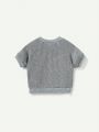 Cozy Cub Baby Boy Letter Printed Round Neckline Drop Shoulder Pullover And Casual Shorts Two Piece Set