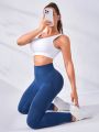 Running Solid Color High-waisted Seamless Sports Leggings