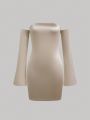SHEIN MOD Women's Solid Color Off-shoulder Slim Dress