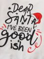 SHEIN Kids HYPEME Young Boy Christmas Hat & Slogan Graphic Pullover