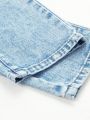 New Style Young Girls' Casual & Fashionable Distressed Washed Denim Straight Leg Pants With High-End Texture