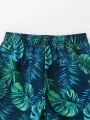 Young Boy Tropical Print Swimsuit Set