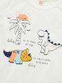 Cozy Cub Baby Boys' Cartoon Whale Dinosaur Blue & White Pattern Crewneck Short Sleeve T-Shirt