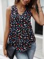 SHEIN LUNE Women Valentine's Day V-Neck Tank Top With Heart Print