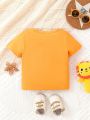 Baby Boys' Cute Lion Pattern Round Neck T-Shirt Top For Spring And Summer