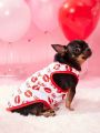 PETSIN 1pc Valentine's Day Red And White Lip & Xo Print Pet Vest