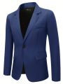 Manfinity Solid Color Men's Lapel Single Breasted Suit Jacket