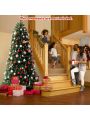 Costway 8ft Pre-lit Hinged Christmas Tree with Remote Control & 9 Lighting Modes