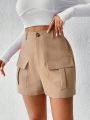 SHEIN LUNE Women's High Waist Utility Shorts