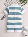 SHEIN Kids EVRYDAY 1pc Young Boy Striped Casual Jumpsuit For Summer Holidays