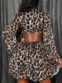 SHEIN Slayr Women's Leopard Print Twisted & Hollow Out Design Dress