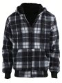 Men's Plus Size Plaid Hooded Fleece Lined Jacket With Drawstring