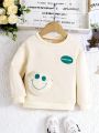 SHEIN Kids EVRYDAY Young Girls Letter & Cartoon Graphic Patched Detail Pullover