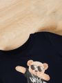 SHEIN Baby Boys' Short Sleeve Top With Bear Pattern