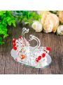 40th Wedding Anniversary Romantic Gifts for Couples Parents, 40 Years of Marriage Crystal Red Swan Figurine Decorations, Happy 40th Anniversary Ruby Present for Wife
