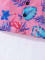 Baby Boy Flamingo & Tropical Print Shirt & Shorts & Hat Set