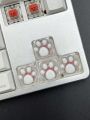 4pcs Cute White Scratch Resistant Transparent Abs Resin Cat Claw Design Keycaps For Mechanical Keyboards Accessories