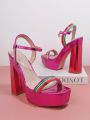 Ladies' Colorful Fashionable High-Heel Sandals