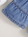 SHEIN Baby Girl's New Arrival Wide-Leg Denim Pants For Vacation