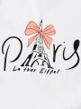 SHEIN Kids Nujoom Paris Eiffel Tower Print Drop Shoulder Sweatshirt