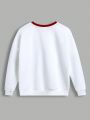 SHEIN Kids Cooltwn Teen Boys' Casual Cartoon Printed Crewneck Pullover Knitted Sweatshirt, Loose Fit